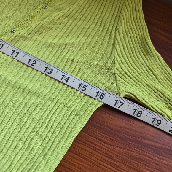 Philosophy Di Alberta Ferretti Sz 8 Ribbed Knit Yellow Stretch Cardigan Sweater - Picture 7 of 11